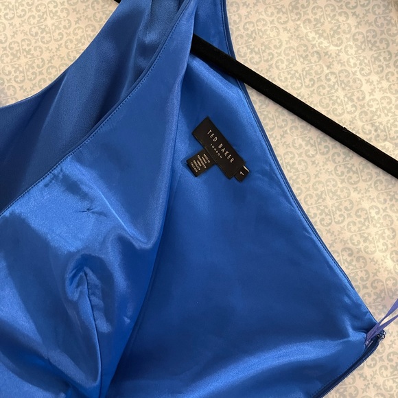 Ted Baker Gabie One Shoulder Drape midi Dress - Blue - Picture 3 of 12